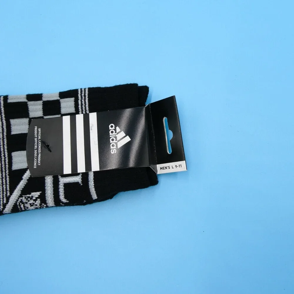 LA Kings Crew Socks Mens Large Sz 9 - 11 Adidas Black Gray Hockey NHL‎ Mid Y2K